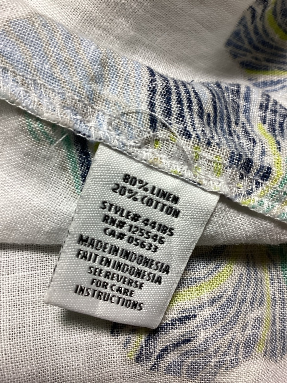 Habitat White Sleeveless Dress Blue, Navy & Lime Floral Pattern Size XL Linen - Picture 10 of 11